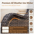 9 Pieces Outdoor Patio Furniture Set Wicker Swivel Chair with Ottoman