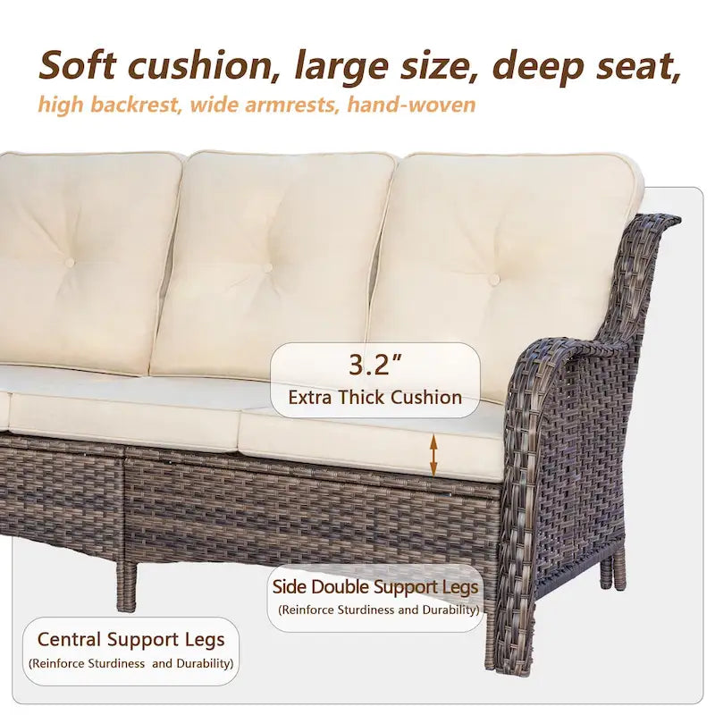 9 Pieces Outdoor Patio Furniture Set Wicker Swivel Chair with Ottoman