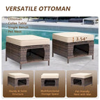 9 Pieces Outdoor Patio Furniture Set Wicker Swivel Chair with Ottoman