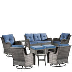 9 Pieces Outdoor Patio Furniture Set Wicker Swivel Chair with Ottoman