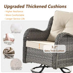 9 Pieces Outdoor Patio Furniture Set Wicker Swivel Chair with Ottoman