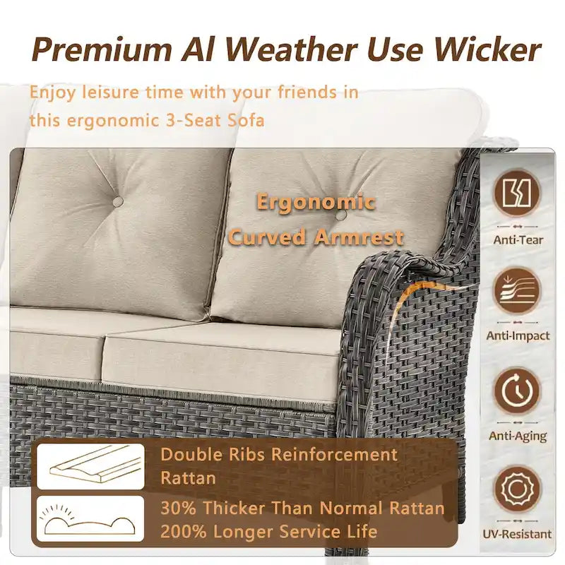 9 Pieces Outdoor Patio Furniture Set Wicker Swivel Chair with Ottoman