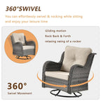 9 Pieces Outdoor Patio Furniture Set Wicker Swivel Chair with Ottoman