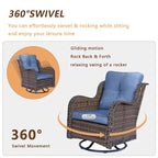 9 Pieces Outdoor Patio Furniture Set Wicker Swivel Chair with Ottoman