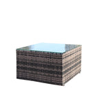 Outdoor 4-Piece PE Rattan Wicker Cushioned Sofa Set and Coffee Table