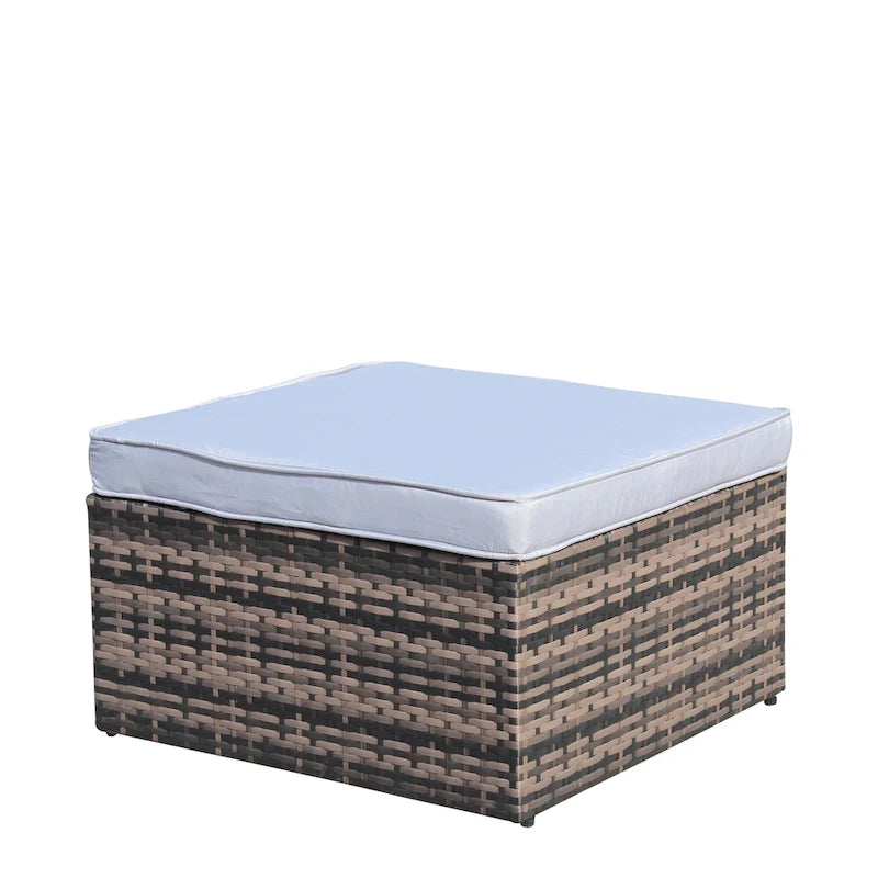 Outdoor 4-Piece PE Rattan Wicker Cushioned Sofa Set and Coffee Table