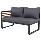 4-Piece Patio Furniture Set with Coffee Table, Outdoor L-shaped Metal and Wood Frame Sectional Sofa Set w/ Cushions for Garden