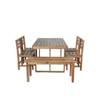 Acacia Wood Outdoor Table and Chair Set with 4 Chairs and Bench, 6 Piece Patio Furniture Suitable for Patio 7 Pieces