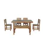 Acacia Wood Outdoor Table and Chair Set with 4 Chairs and Bench, 6 Piece Patio Furniture Suitable for Patio 7 Pieces