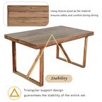 Acacia Wood Outdoor Table and Chair Set with 4 Chairs and Bench, 6 Piece Patio Furniture Suitable for Patio 7 Pieces