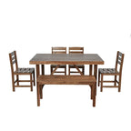 Acacia Wood Outdoor Table and Chair Set with 4 Chairs and Bench, 6 Piece Patio Furniture Suitable for Patio 7 Pieces