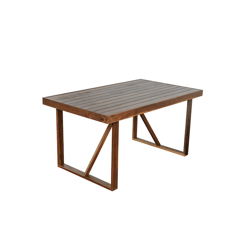 Acacia Wood Outdoor Table and Chair Set with 4 Chairs and Bench, 6 Piece Patio Furniture Suitable for Patio 7 Pieces