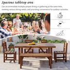 Acacia Wood Outdoor Table and Chair Set with 4 Chairs and Bench, 6 Piece Patio Furniture Suitable for Patio 7 Pieces