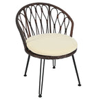 Outdoor Leisure Set, 2 Rattan Single Chairs with A Glass Round Table, Perfectly Suited for Patios, Balconies, and Courtyards