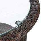 Outdoor Leisure Set, 2 Rattan Single Chairs with A Glass Round Table, Perfectly Suited for Patios, Balconies, and Courtyards