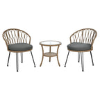 Outdoor Leisure Set, 2 Rattan Single Chairs with A Glass Round Table, Perfectly Suited for Patios, Balconies, and Courtyards