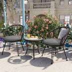 Outdoor Leisure Set, 2 Rattan Single Chairs with A Glass Round Table, Perfectly Suited for Patios, Balconies, and Courtyards