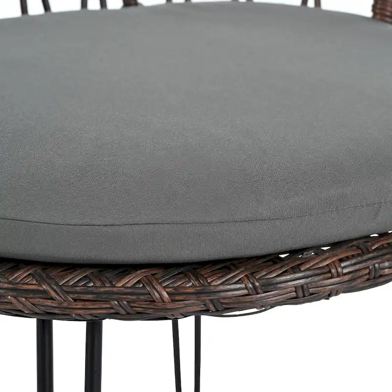 Outdoor Leisure Set, 2 Rattan Single Chairs with A Glass Round Table, Perfectly Suited for Patios, Balconies, and Courtyards