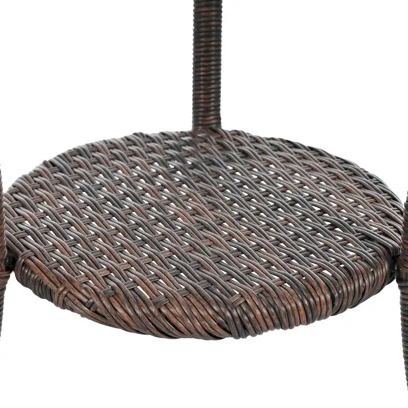 Outdoor Leisure Set, 2 Rattan Single Chairs with A Glass Round Table, Perfectly Suited for Patios, Balconies, and Courtyards