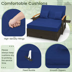 Gymax Outdoor Wicker Daybed Patio Loveseat & Storage Ottoman Set w/
