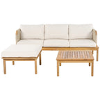 Modern Outdoor 3-piece Acacia Wood Sofa Set with Coffee Table for Patio