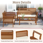 EROMMY 4-Piece Wood Patio Furniture Set with Waterproof Cushions, Outdoor Conversation Set for Garden Backyard Poolside