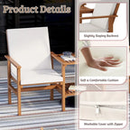 EROMMY 4-Piece Wood Patio Furniture Set with Waterproof Cushions, Outdoor Conversation Set for Garden Backyard Poolside
