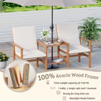 EROMMY 4-Piece Wood Patio Furniture Set with Waterproof Cushions, Outdoor Conversation Set for Garden Backyard Poolside