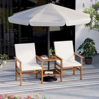EROMMY 4-Piece Wood Patio Furniture Set with Waterproof Cushions, Outdoor Conversation Set for Garden Backyard Poolside