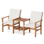 EROMMY 4-Piece Wood Patio Furniture Set with Waterproof Cushions, Outdoor Conversation Set for Garden Backyard Poolside