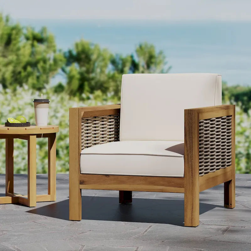 Outdoor Acacia Wood Club Chairs, 2-Pcs