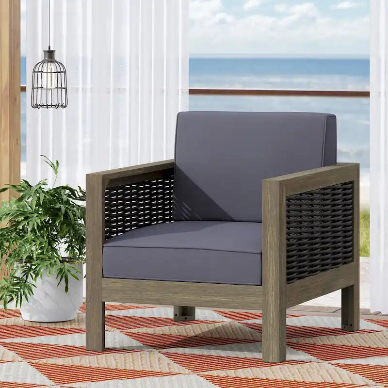 Outdoor Acacia Wood Club Chairs, 2-Pcs
