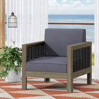 Outdoor Acacia Wood Club Chairs, 2-Pcs