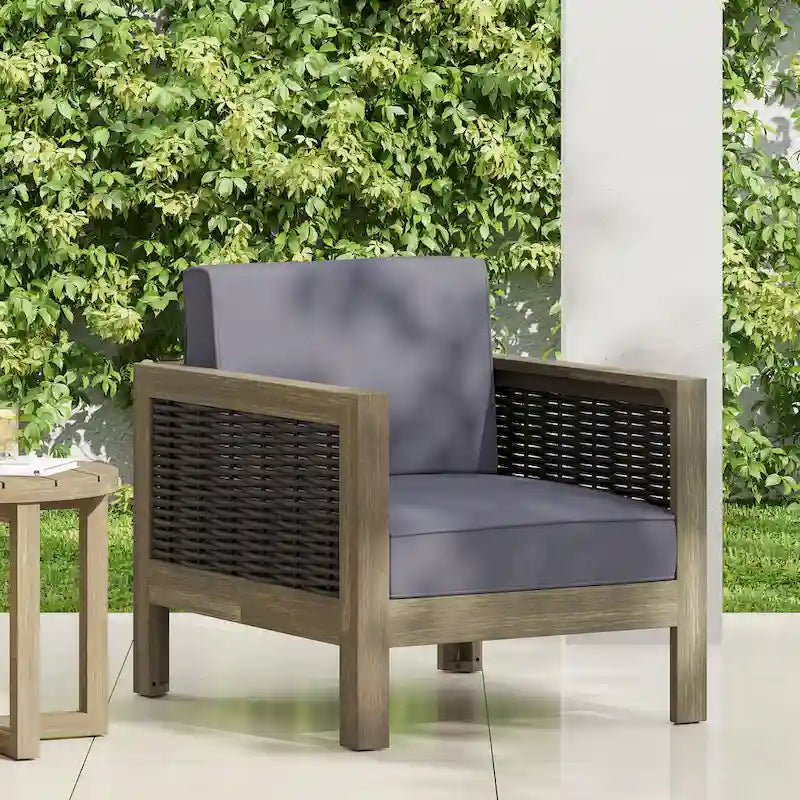 Outdoor Acacia Wood Club Chairs, 2-Pcs