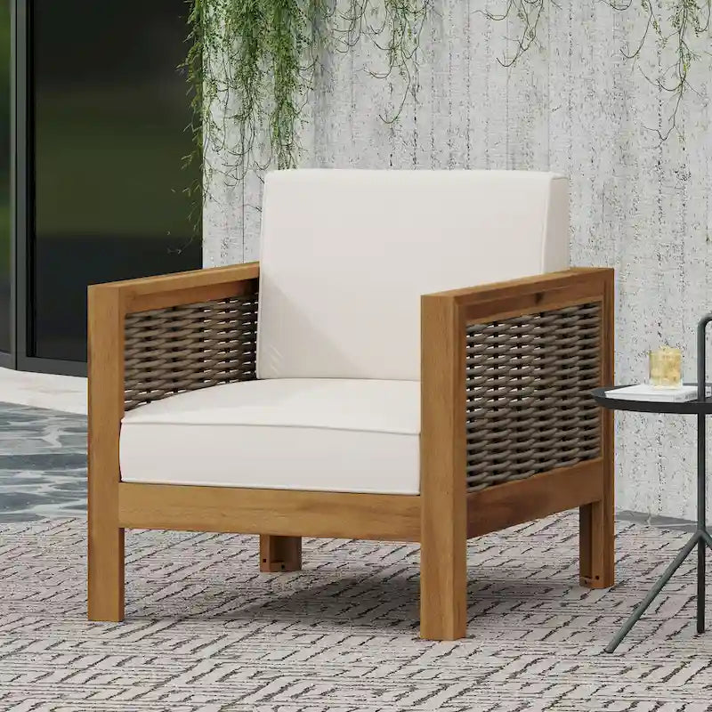 Outdoor Acacia Wood Club Chairs, 2-Pcs