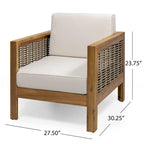 Outdoor Acacia Wood Club Chairs, 2-Pcs