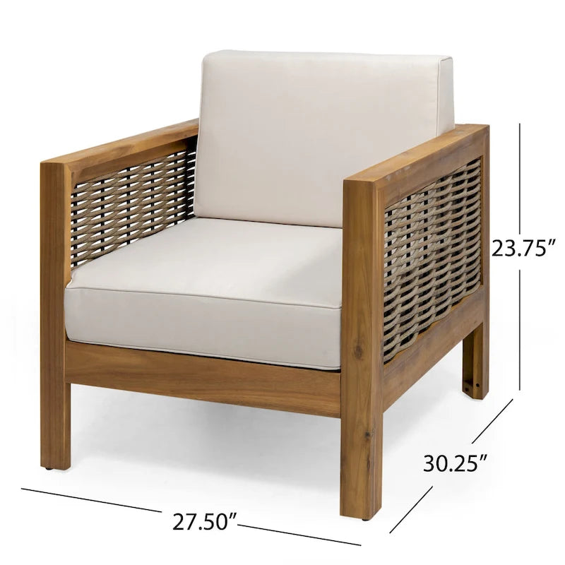 Outdoor Acacia Wood Club Chairs, 2-Pcs