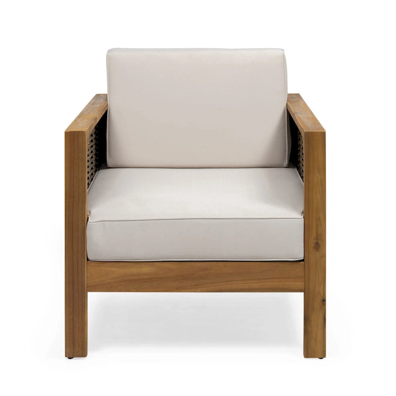 Outdoor Acacia Wood Club Chairs, 2-Pcs