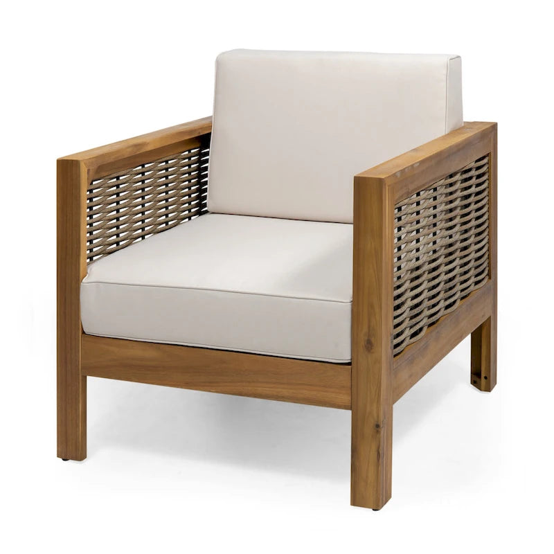 Outdoor Acacia Wood Club Chairs, 2-Pcs
