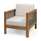 Outdoor Acacia Wood Club Chairs, 2-Pcs