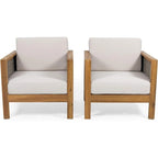 Outdoor Acacia Wood Club Chairs, 2-Pcs