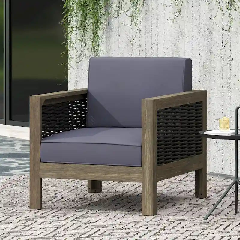 Outdoor Acacia Wood Club Chairs, 2-Pcs