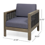 Outdoor Acacia Wood Club Chairs, 2-Pcs