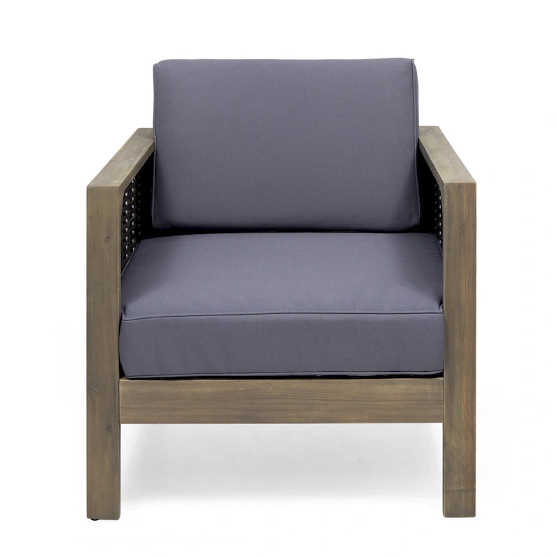 Outdoor Acacia Wood Club Chairs, 2-Pcs