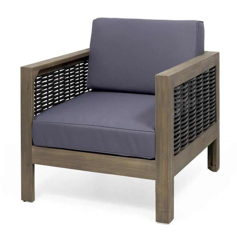 Outdoor Acacia Wood Club Chairs, 2-Pcs