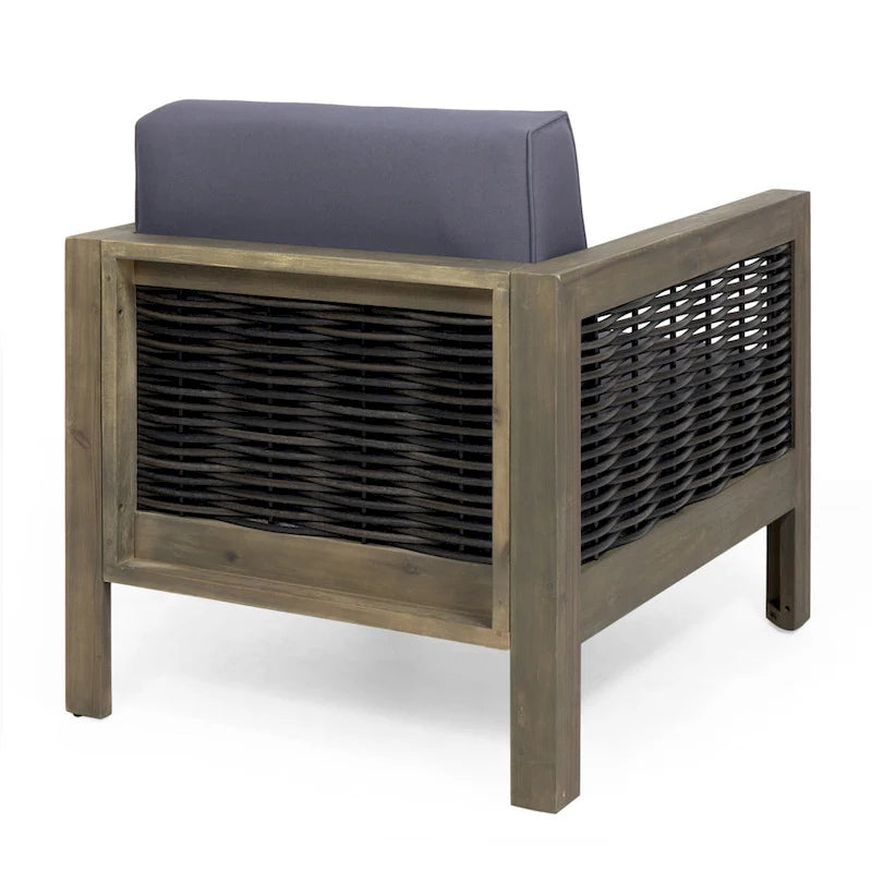 Outdoor Acacia Wood Club Chairs, 2-Pcs