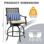 2PCS Patio Outdoor Swivel Bar Stools for Backyard Garden
