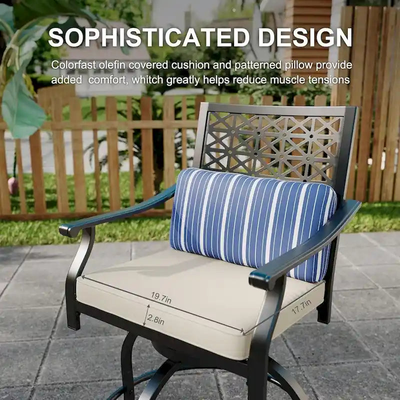 2PCS Patio Outdoor Swivel Bar Stools for Backyard Garden
