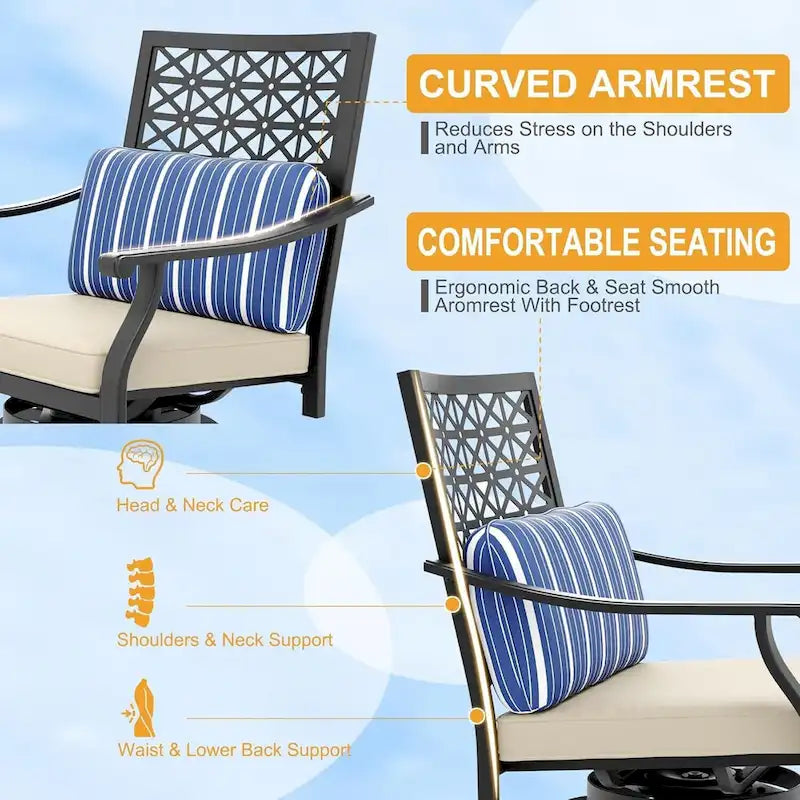 2PCS Patio Outdoor Swivel Bar Stools for Backyard Garden
