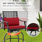2PCS Patio Outdoor Swivel Bar Stools for Backyard Garden